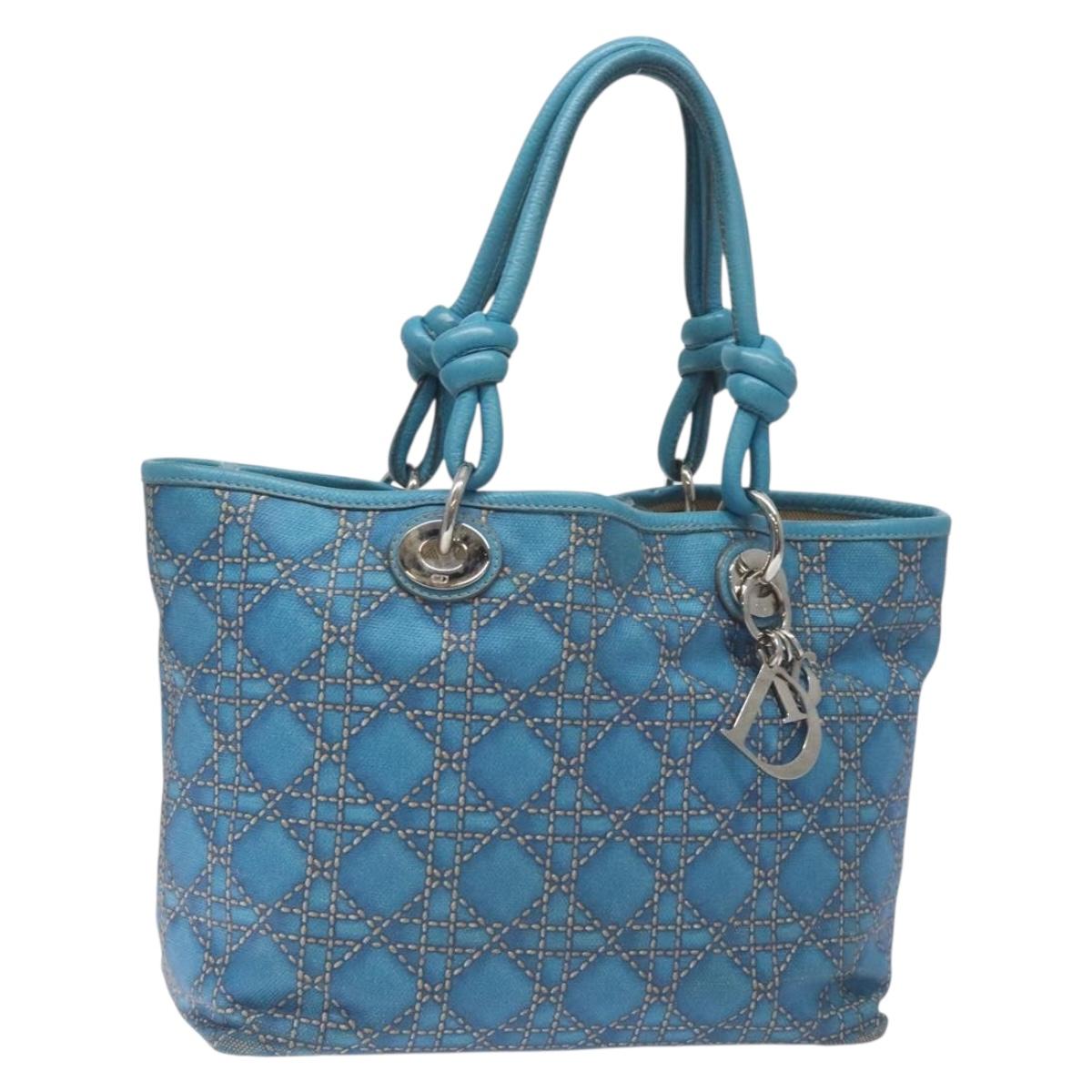 Dior Lady Dior, Blue, Canvas, handbag