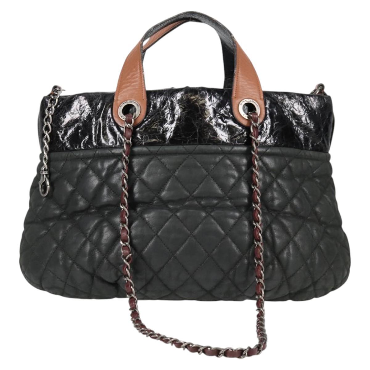 Chanel Cabas, Khaki, Leather, handbag