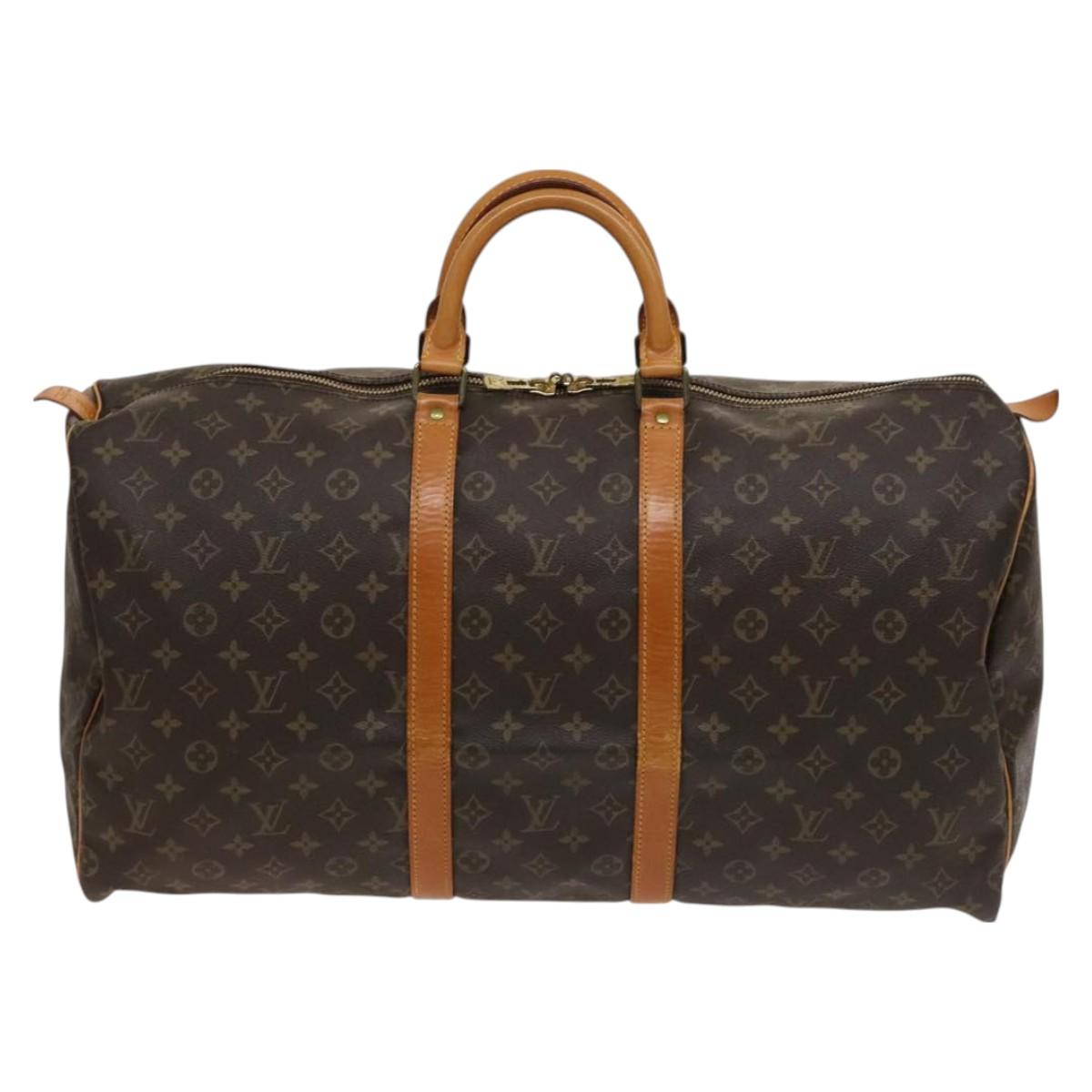 Louis Vuitton Keepall 55, Brown, Canvas, travel