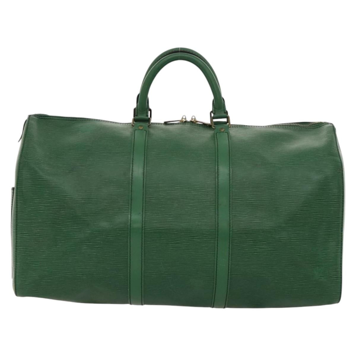 Louis Vuitton Keepall 50, Green, Leather, travel