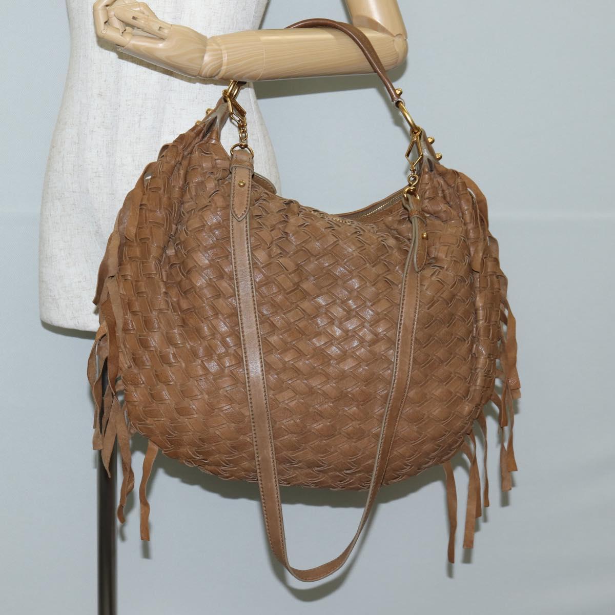 Miu Miu Woven, "BROWN,GOLD", Leather, handbag