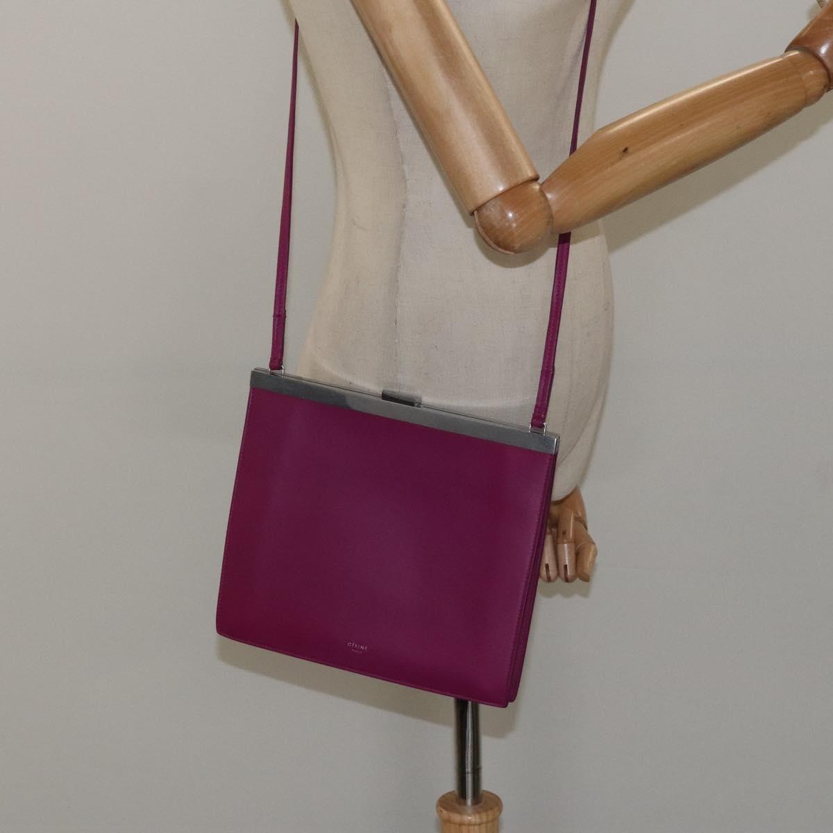 Céline Clasp, Purple, Leather, clutch