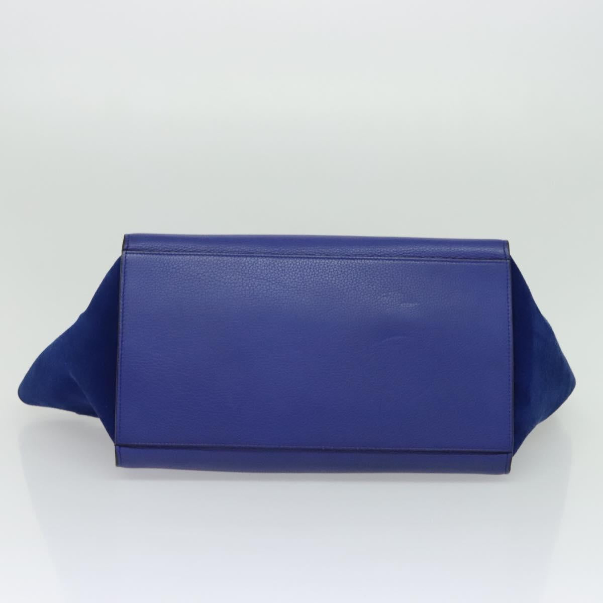Céline Trapèze, Blue, Leather, handbag