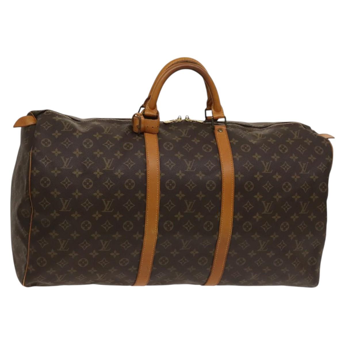 Louis Vuitton Keepall 60, Brown, Canvas, travel