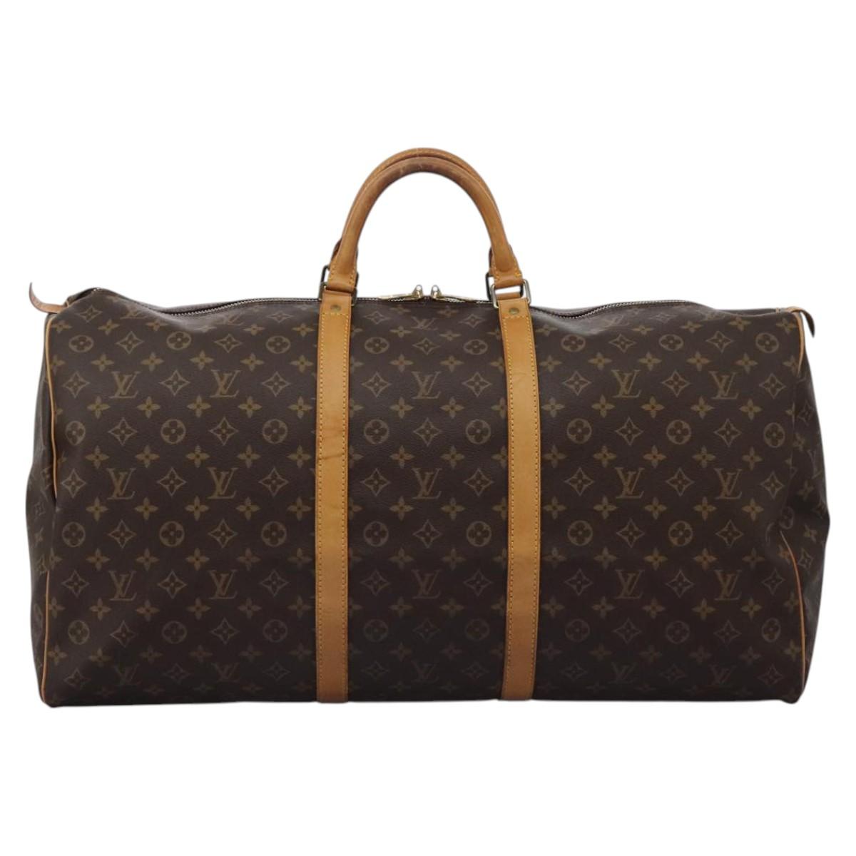 Louis Vuitton Keepall 60, Brown, Canvas, travel