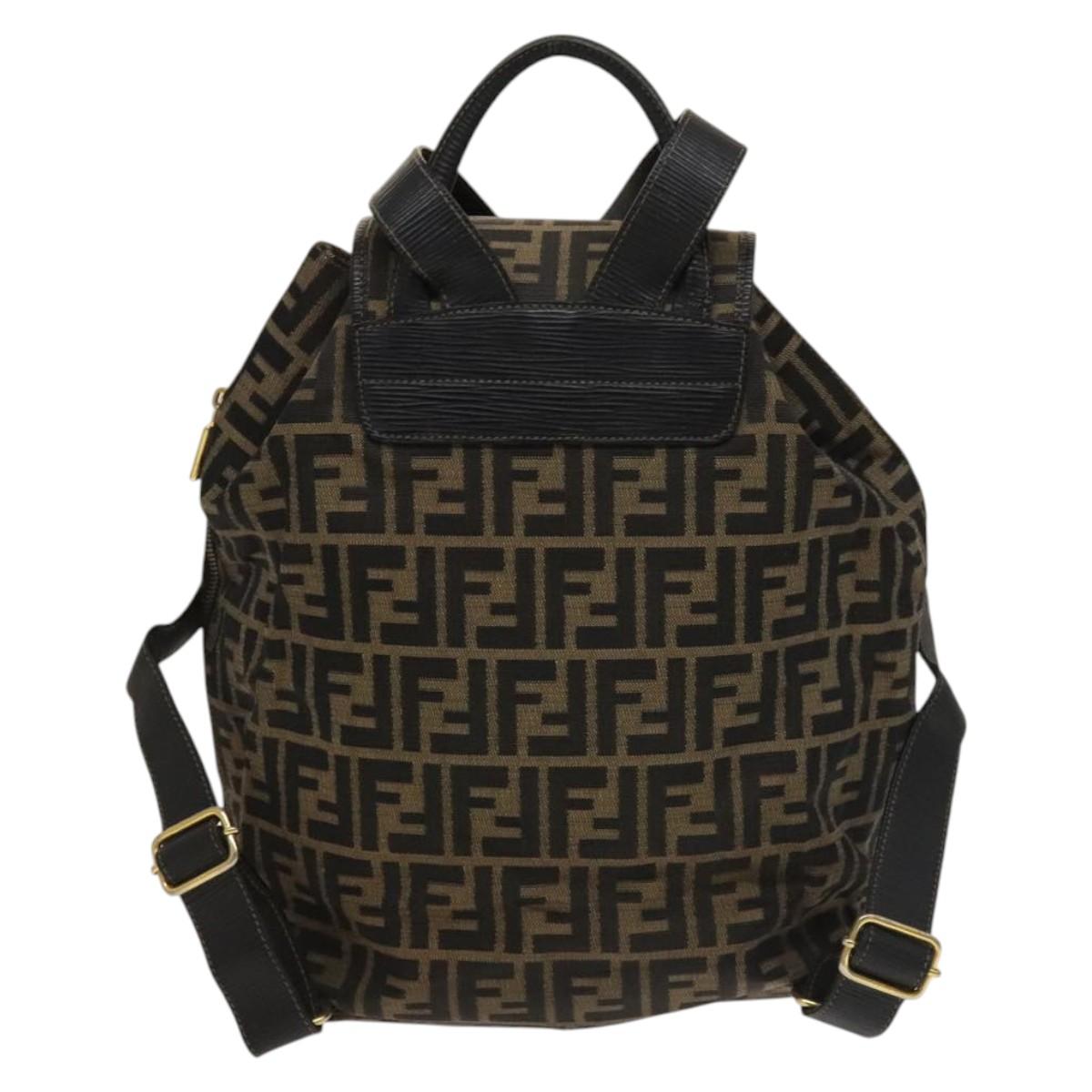 Fendi Zucca, Brown, Canvas, backpack