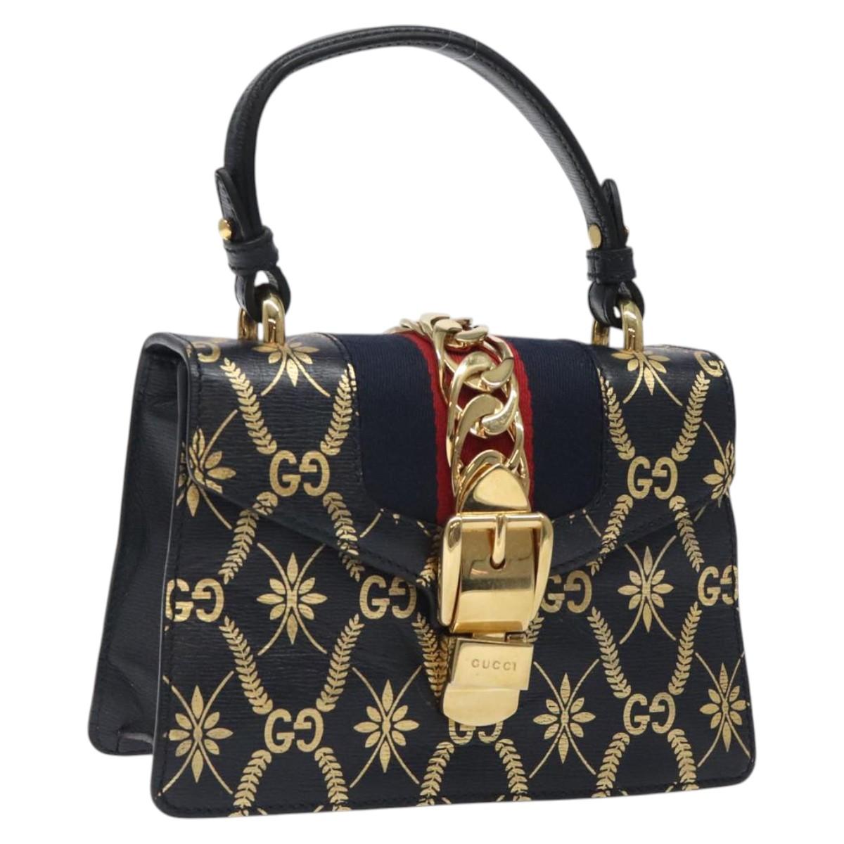 Gucci Sylvie, Navy, Leather, handbag