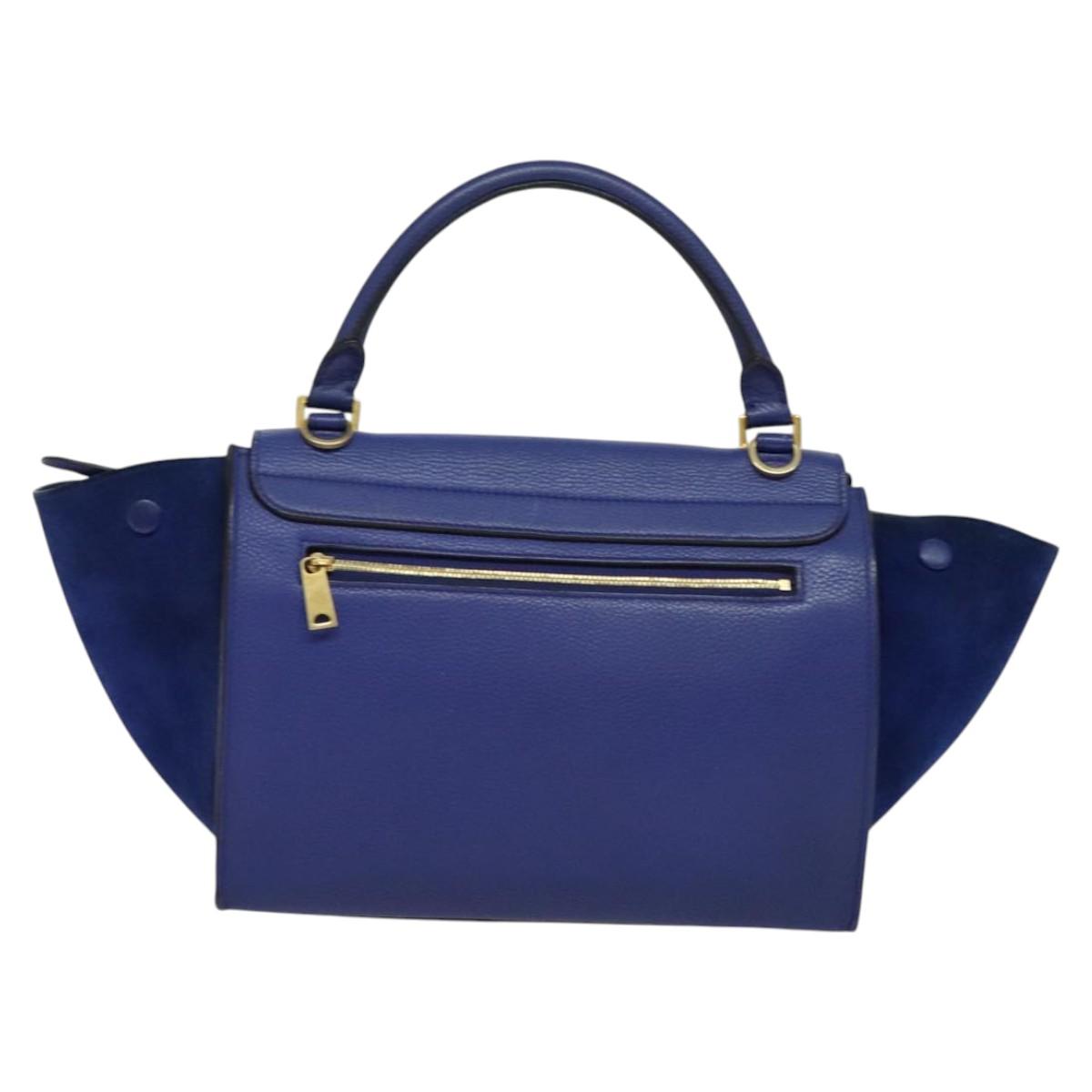 Céline Trapèze, Blue, Leather, handbag