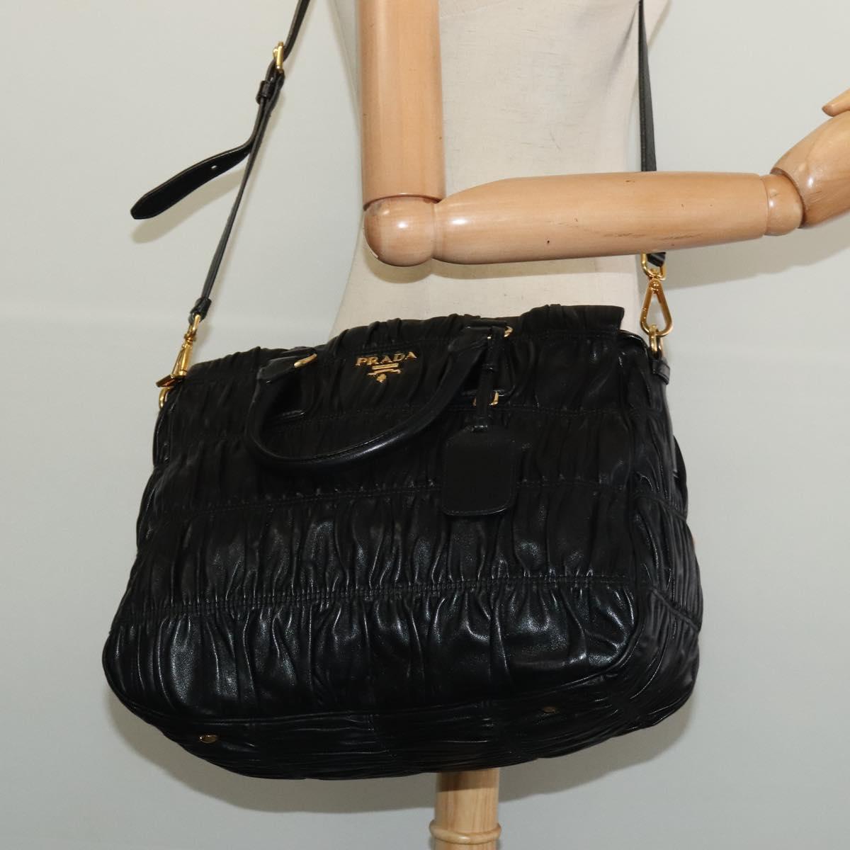 Prada Gaufre, Black, Leather, handbag