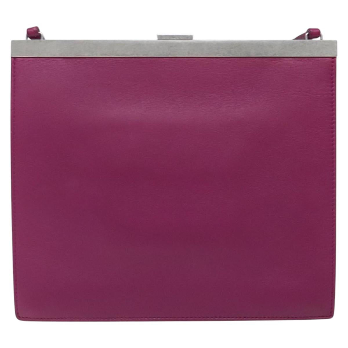 Céline Clasp, Purple, Leather, clutch