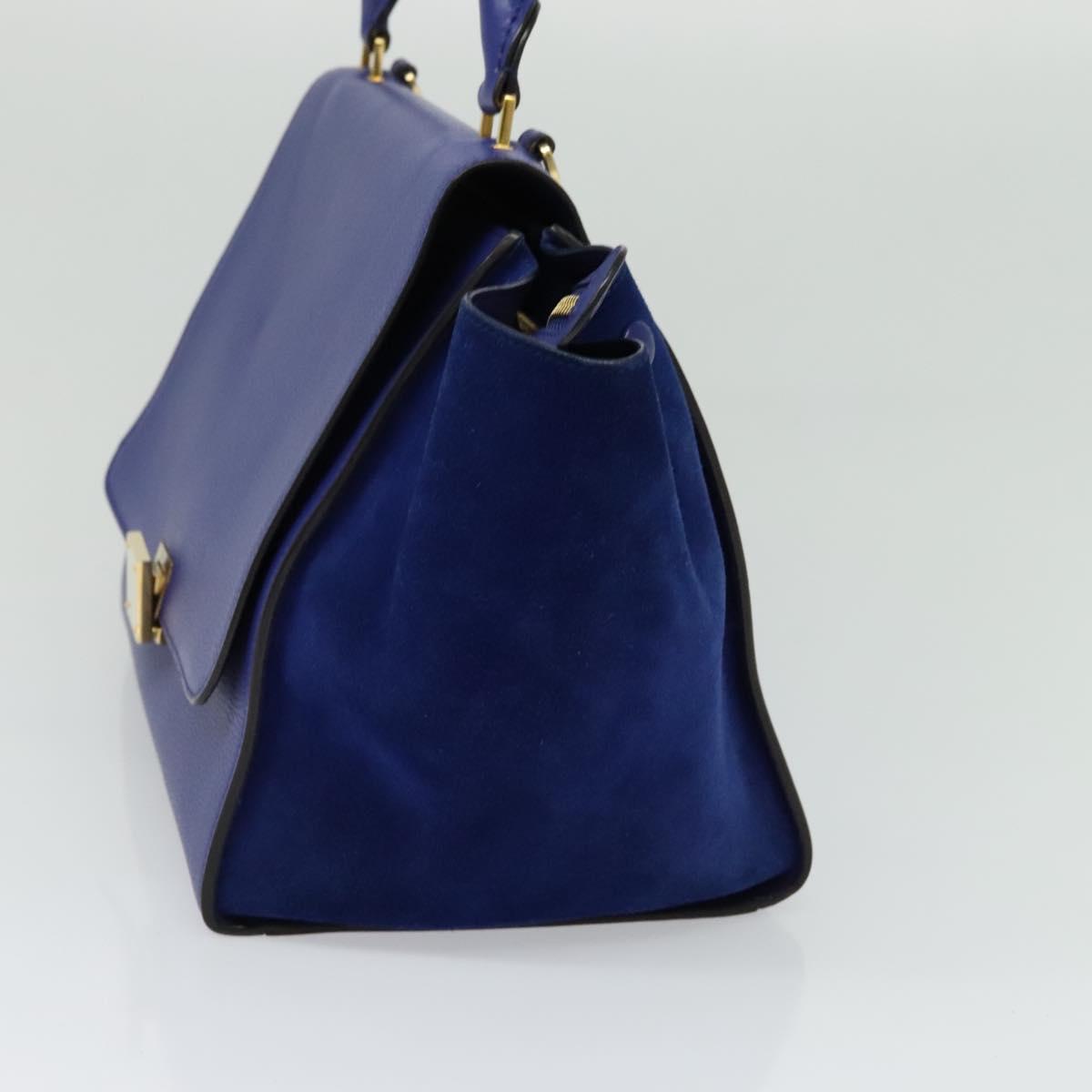 Céline Trapèze, Blue, Leather, handbag