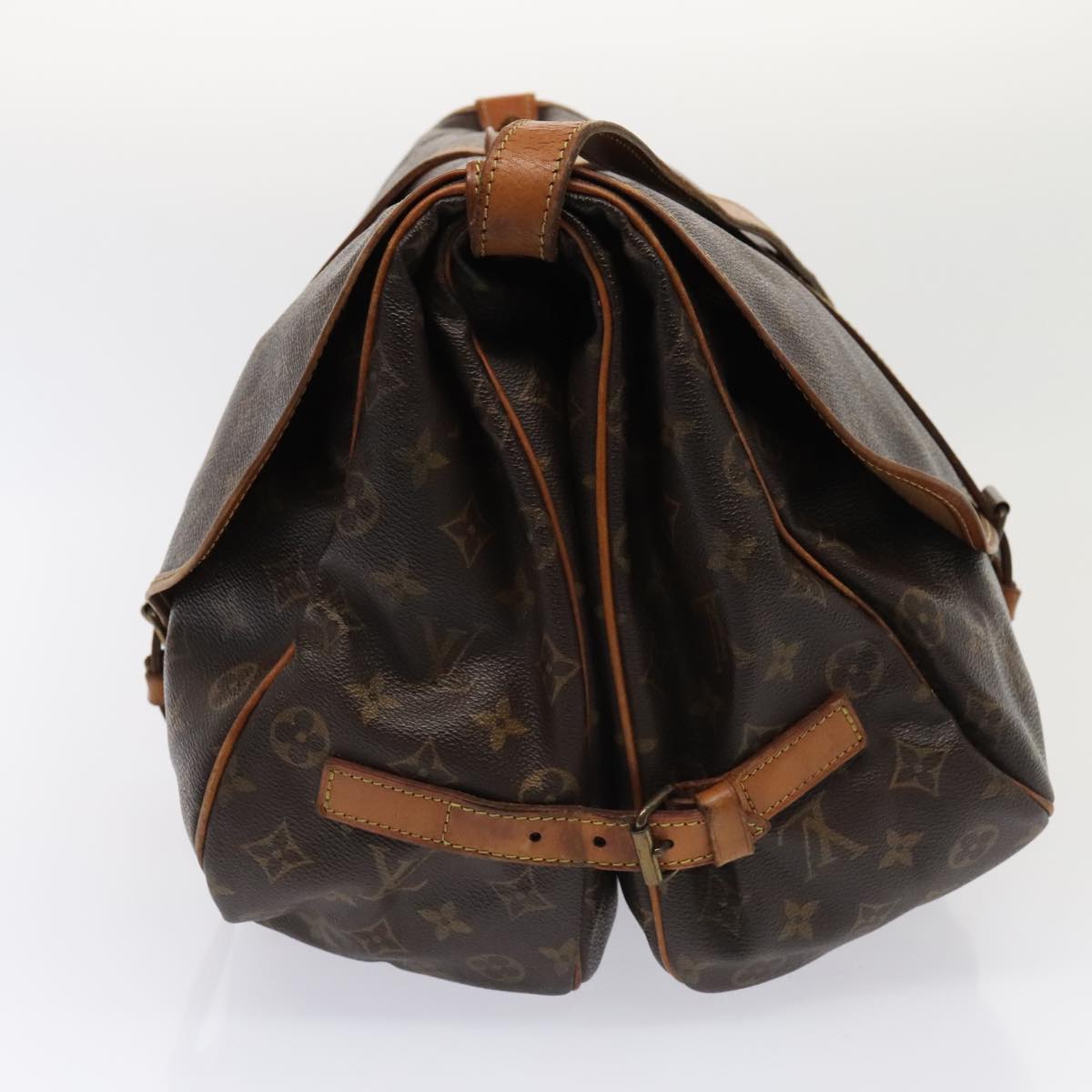 Louis Vuitton Saumur 35, Brown, Canvas, shoulder