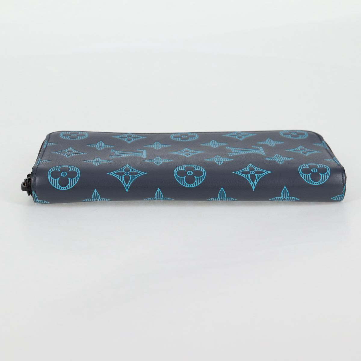 Louis Vuitton Zippy Wallet Vertical, Navy, Leather, wallet