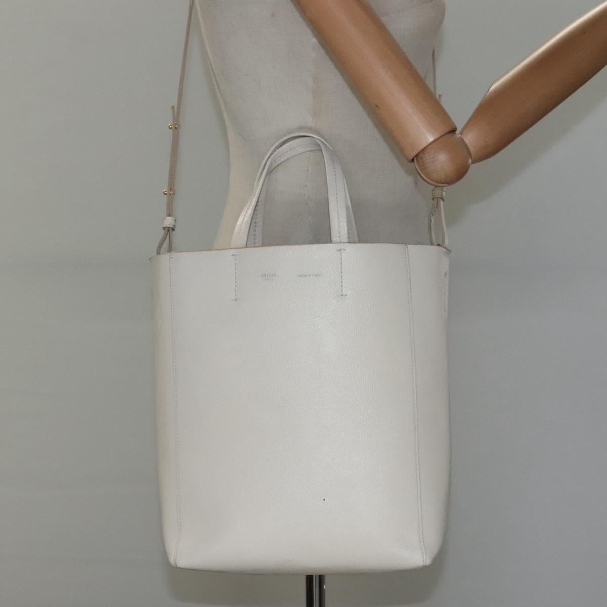 Céline Cabas Vertical, Beige, Leather, shoulder