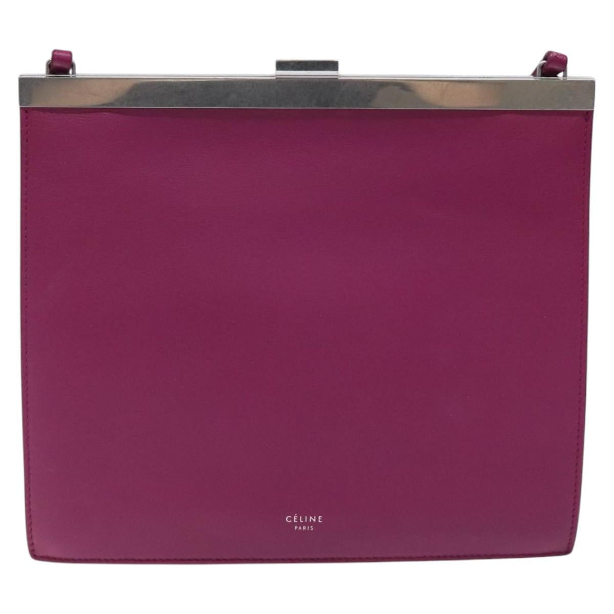 Céline Clasp, Purple, Leather, clutch