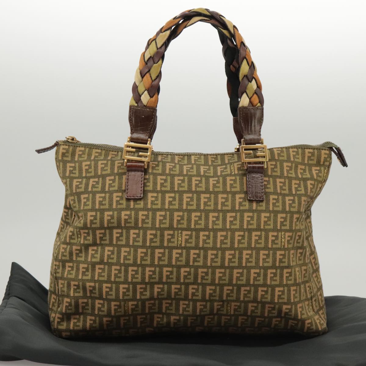 Fendi Zucchino, Khaki, Canvas, handbag