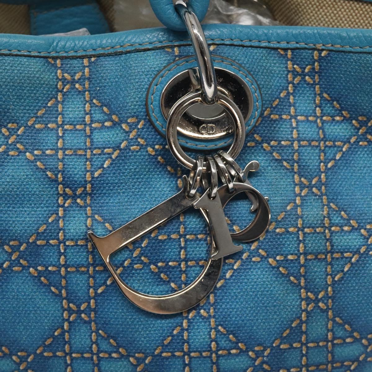 Dior Lady Dior, Blue, Canvas, handbag