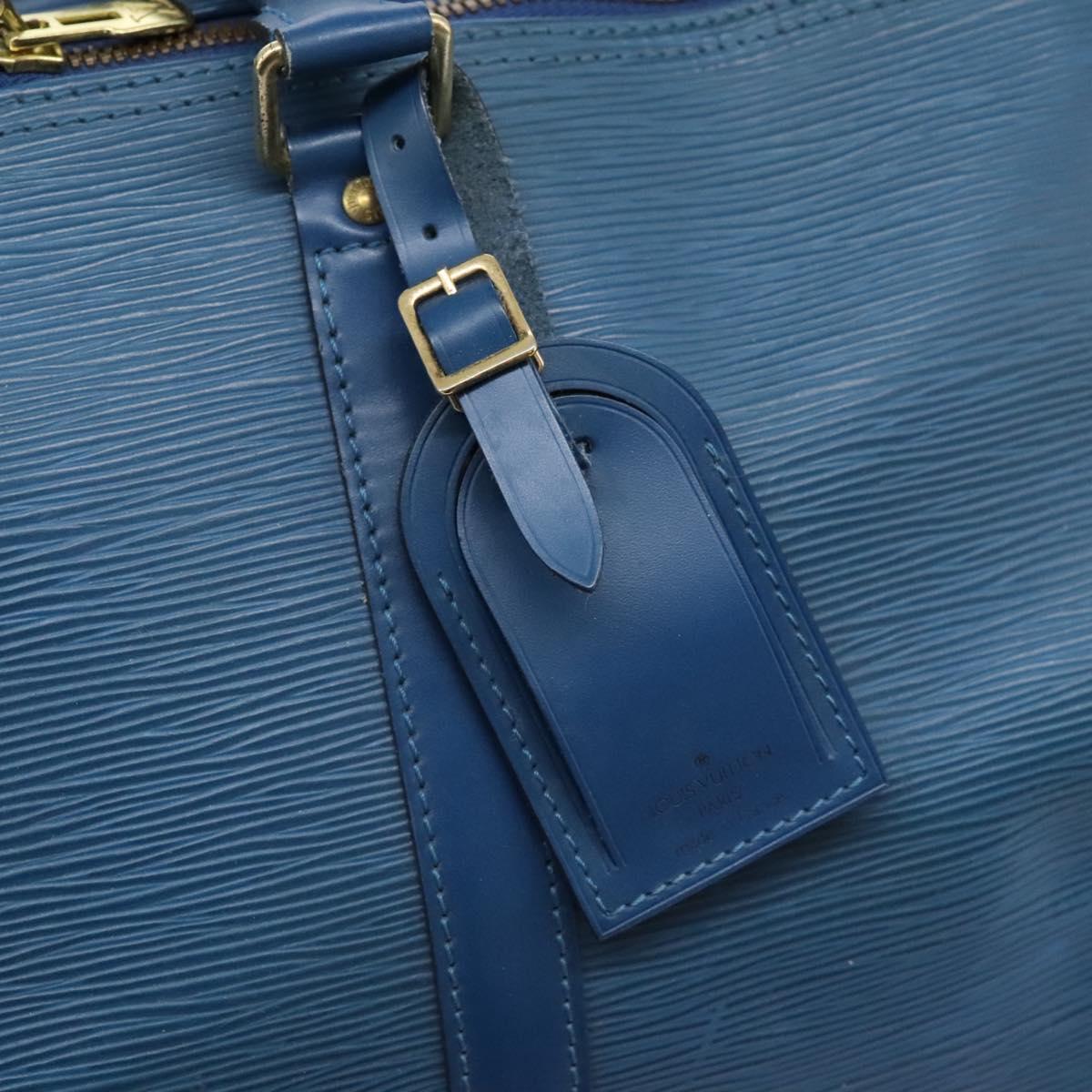 Louis Vuitton Keepall 55, Blue, Leather, travel