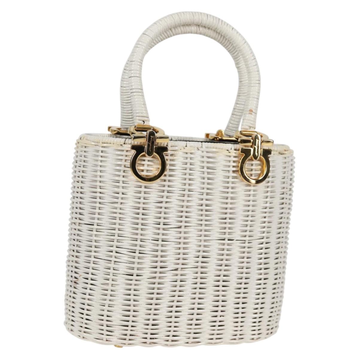 Salvatore Ferragamo Gancini, White, Leather, handbag