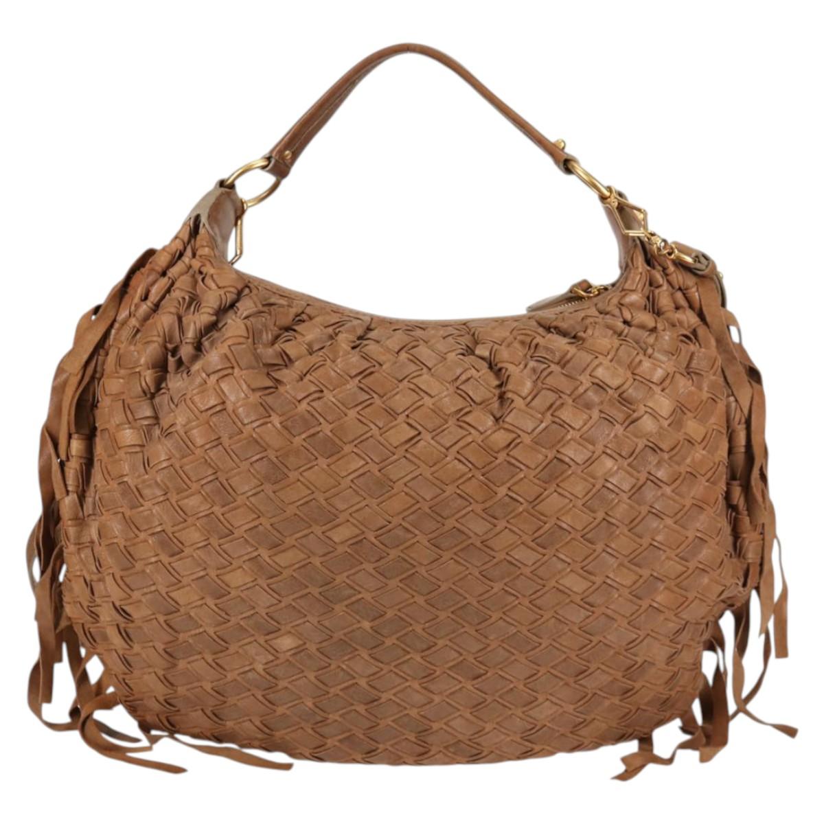 Miu Miu Woven, "BROWN,GOLD", Leather, handbag