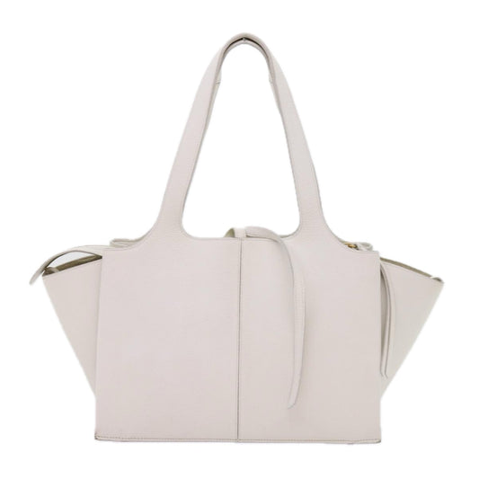 Celine Cabas Tote Leather, WHITE, LEATHER, Shoulder bag
