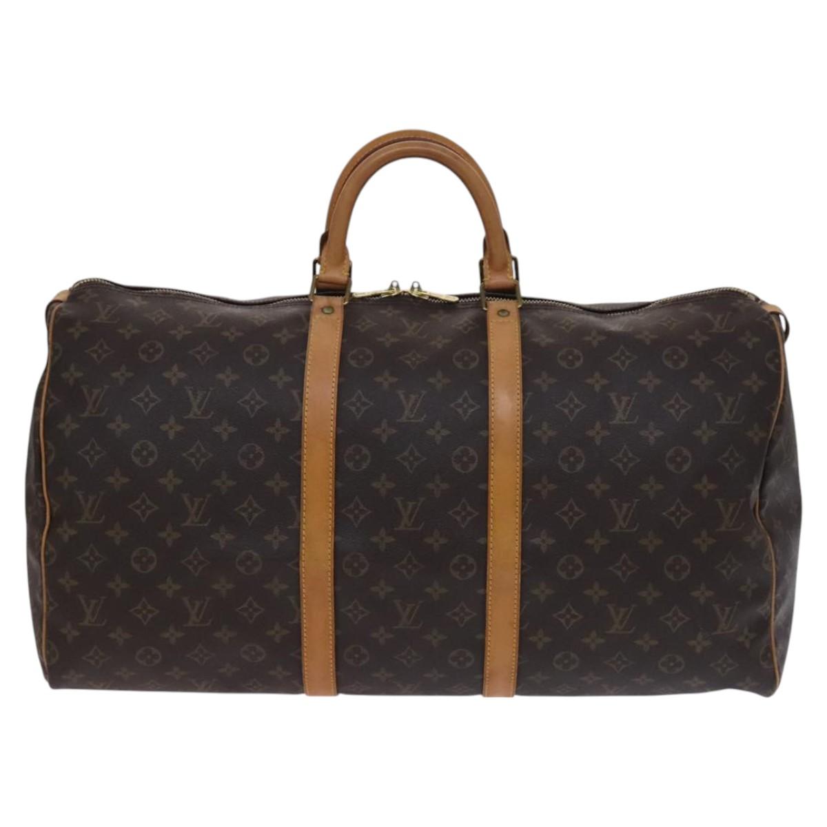Louis Vuitton Keepall 55, Brown, Canvas, travel