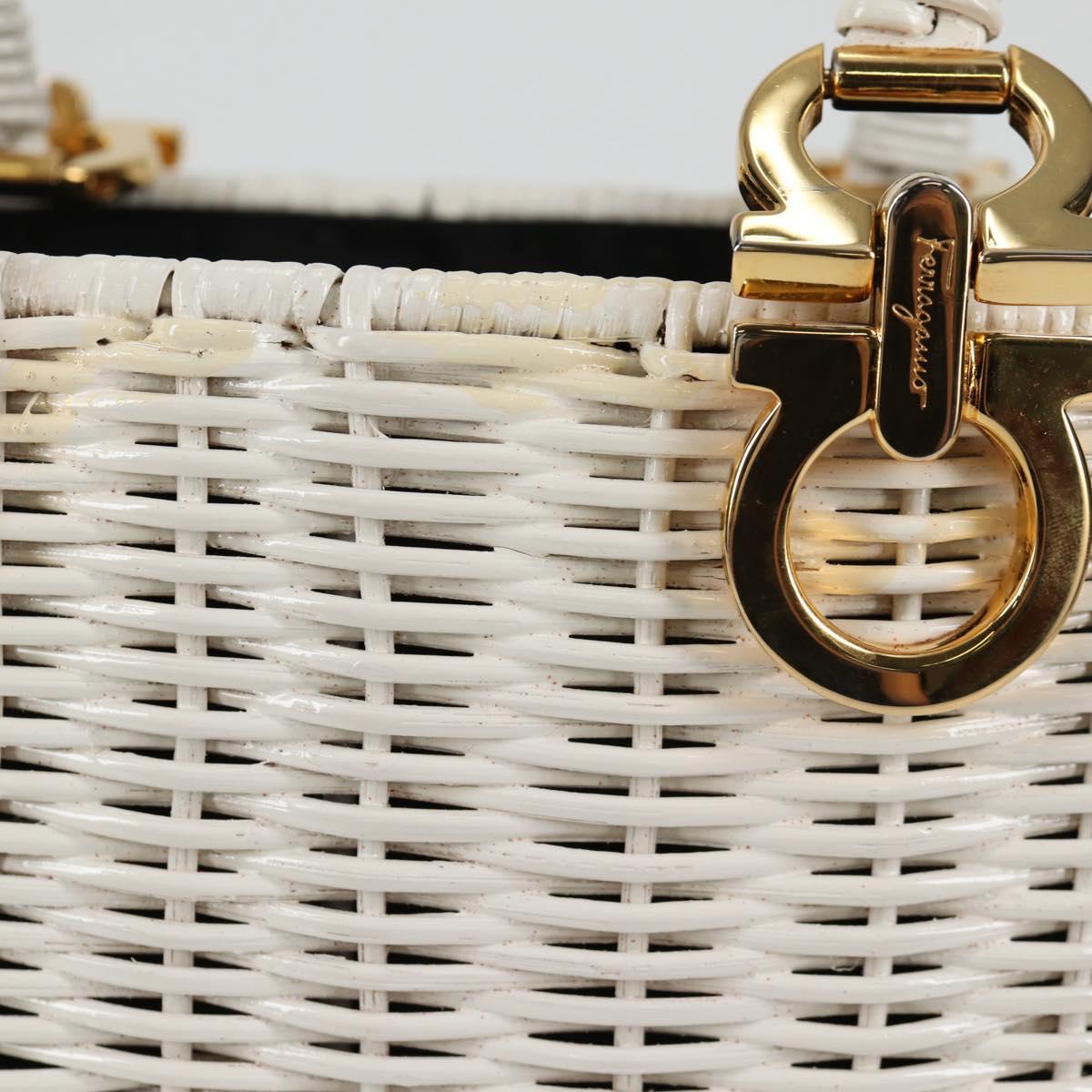 Salvatore Ferragamo Gancini, White, Leather, handbag