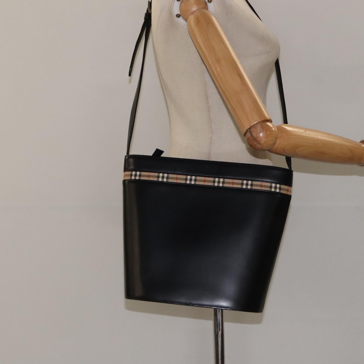 Burberry House Check, Black, Leather, shoulder