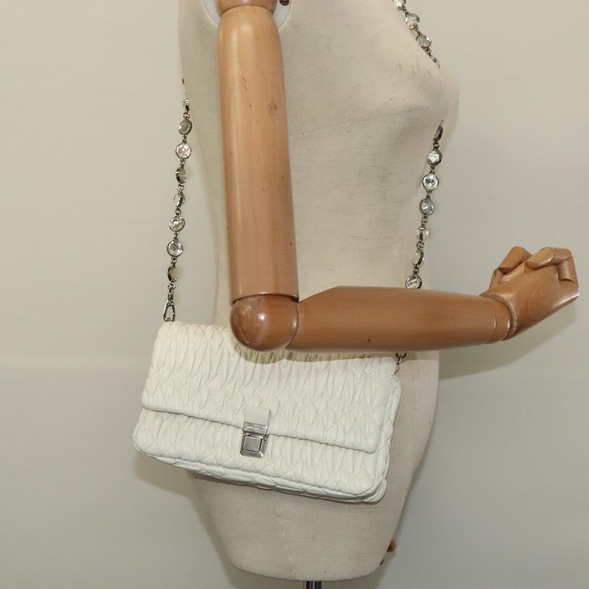Miu Miu Crystal, White, Leather, shoulder