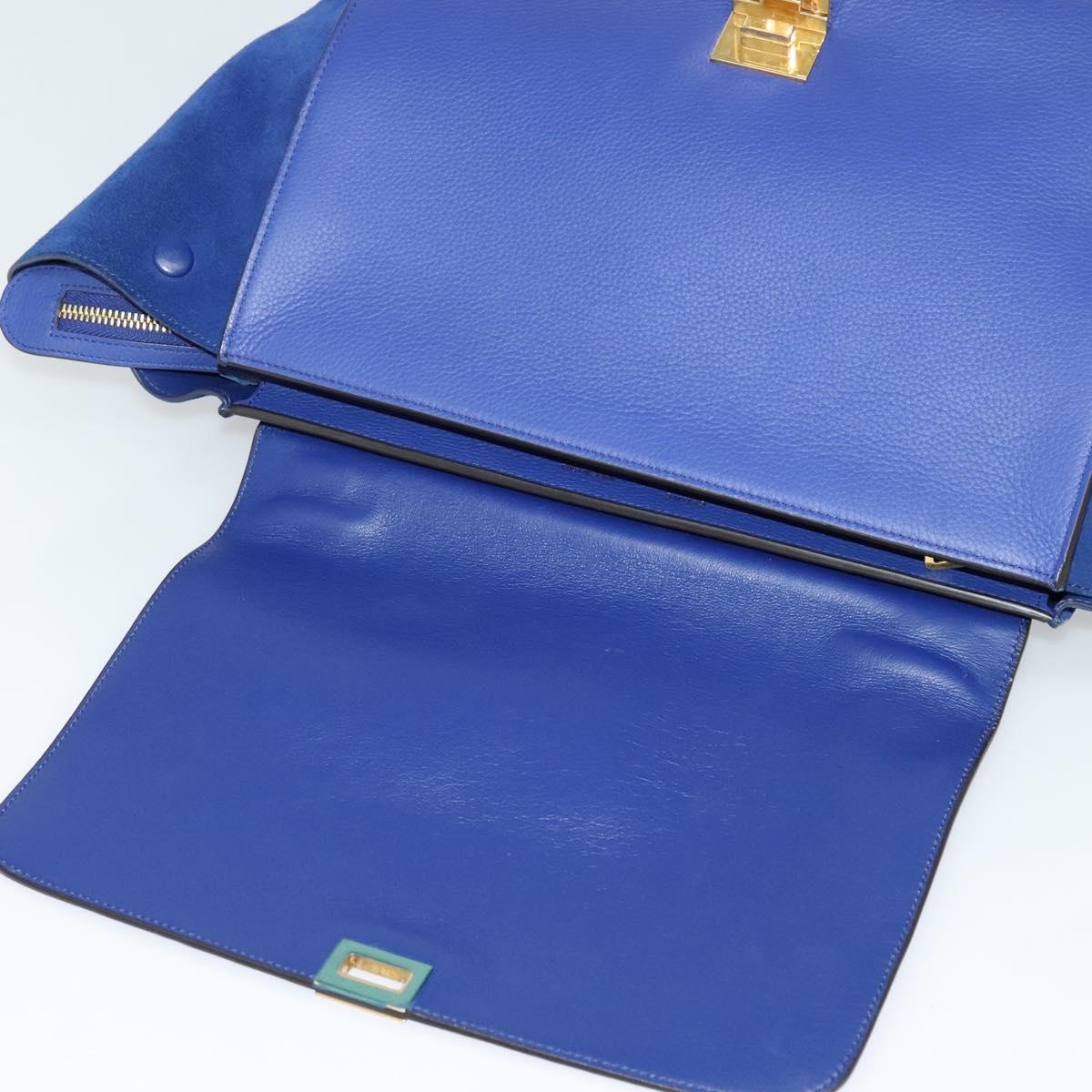 Céline Trapèze, Blue, Leather, handbag