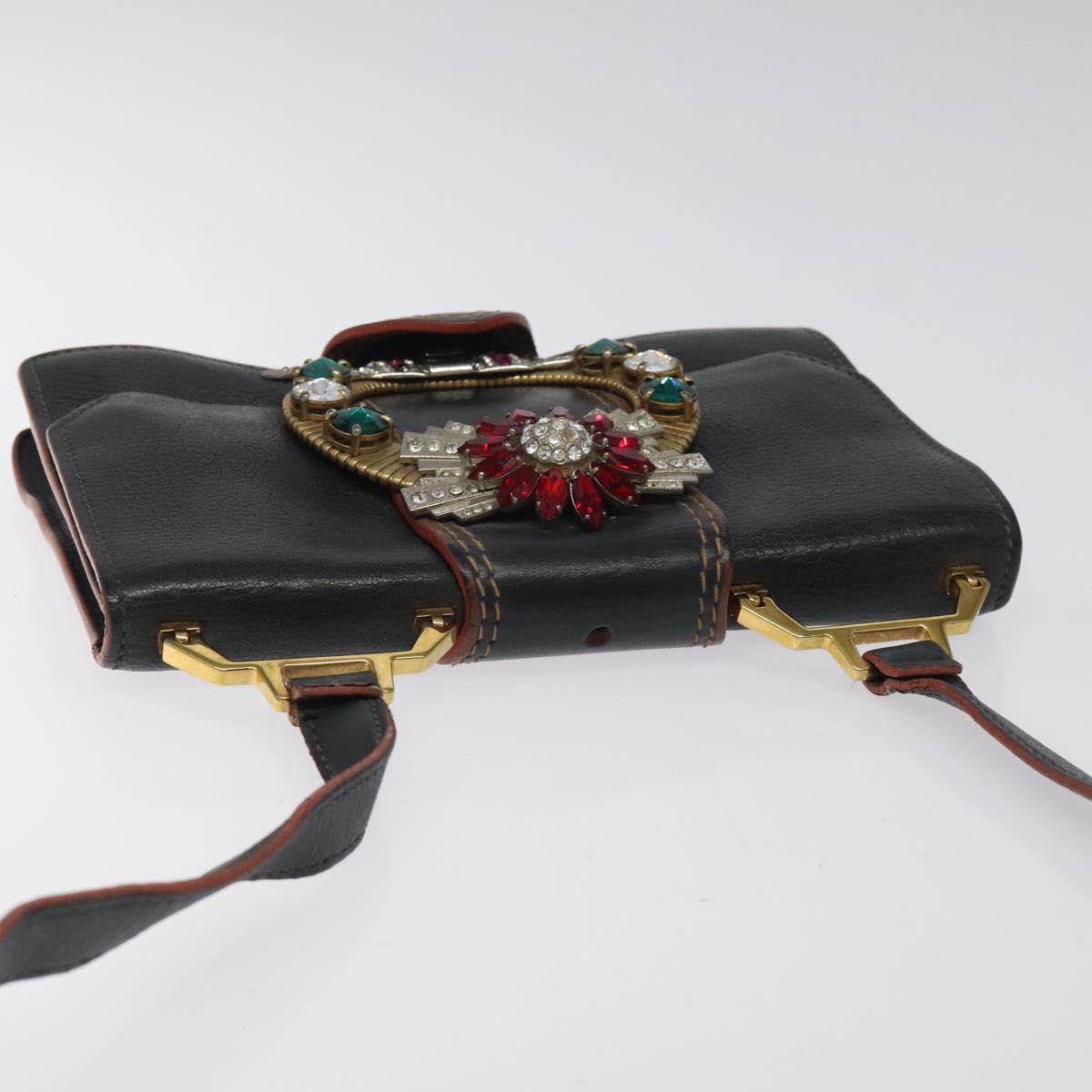 Miu Miu Madras, Black, Leather, shoulder