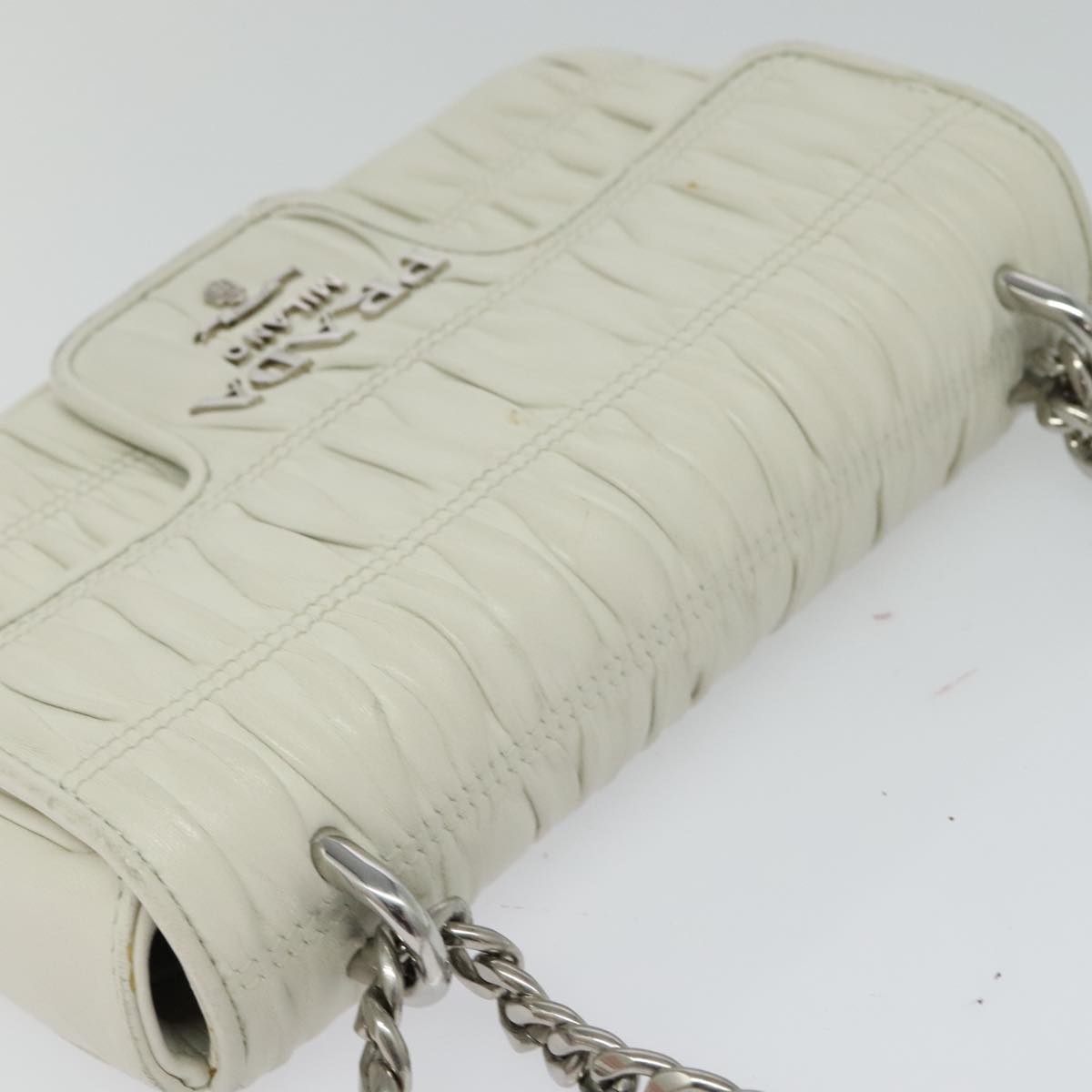 Prada Nappa gauffré, White, Leather, shoulder
