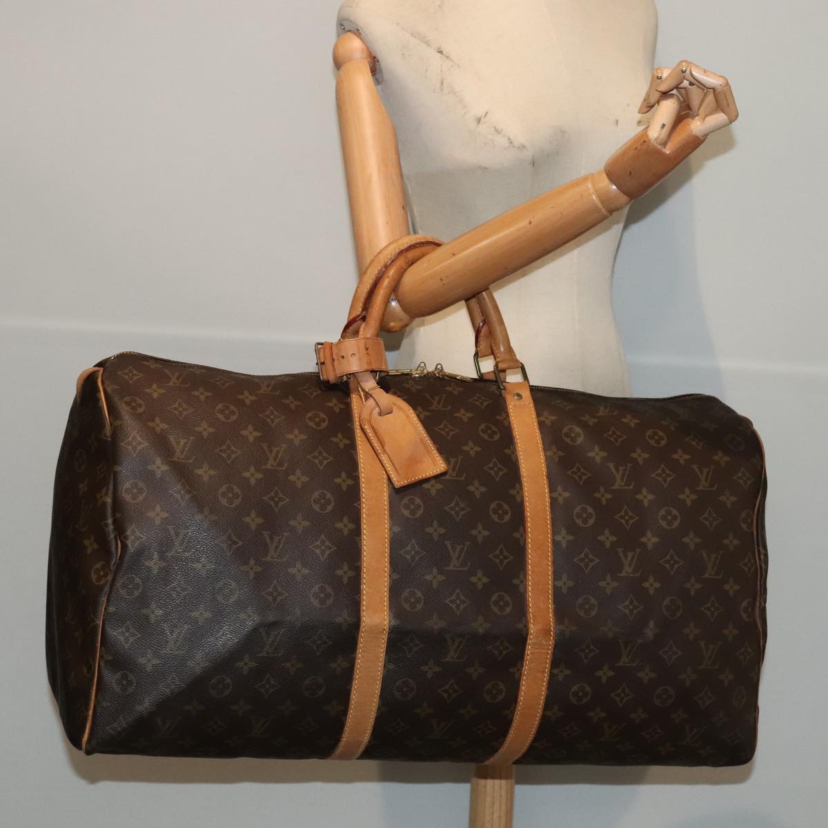 Louis Vuitton Keepall 60, Brown, Canvas, travel