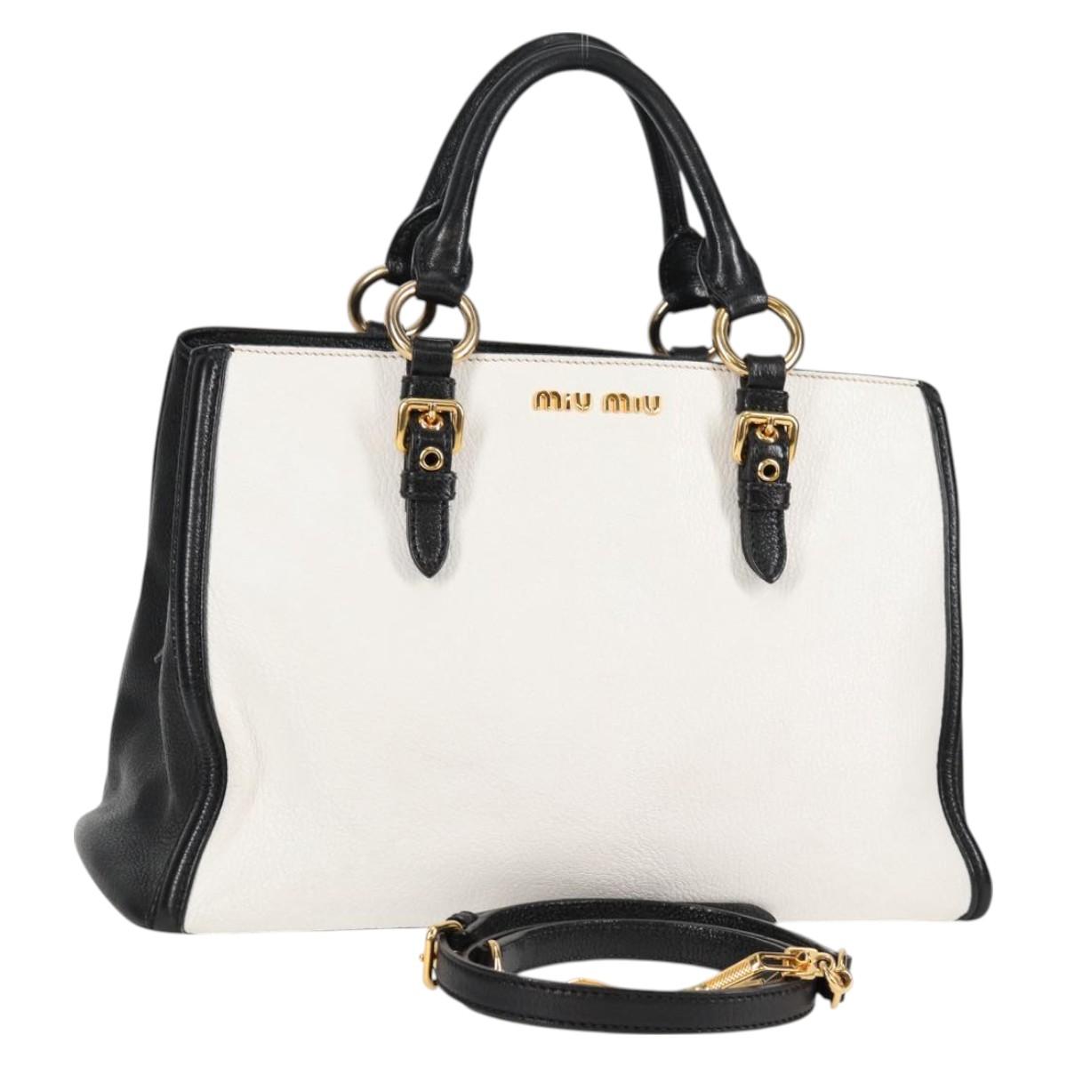Miu Miu Madras, White, Leather, handbag