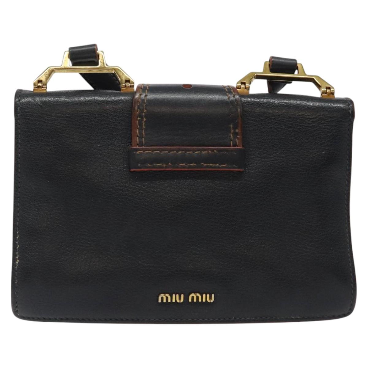 Miu Miu Madras, Black, Leather, shoulder