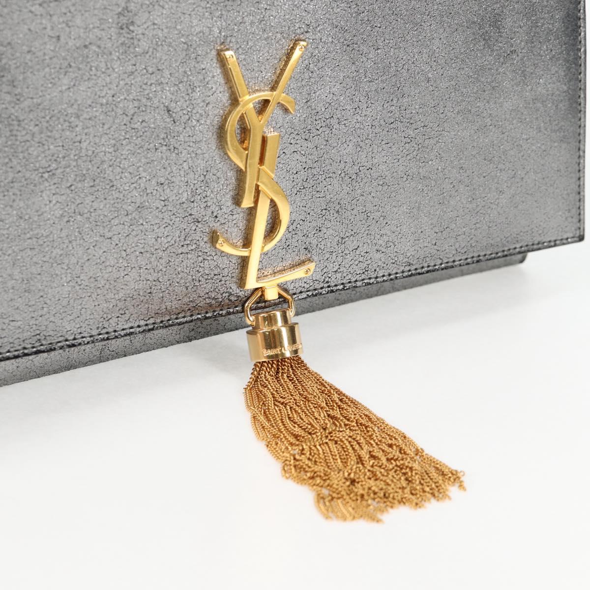 Saint Laurent Kate, Silver, Leather, shoulder