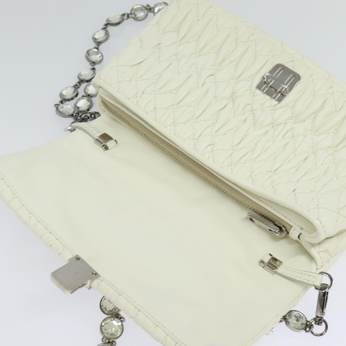 Miu Miu Crystal, White, Leather, shoulder