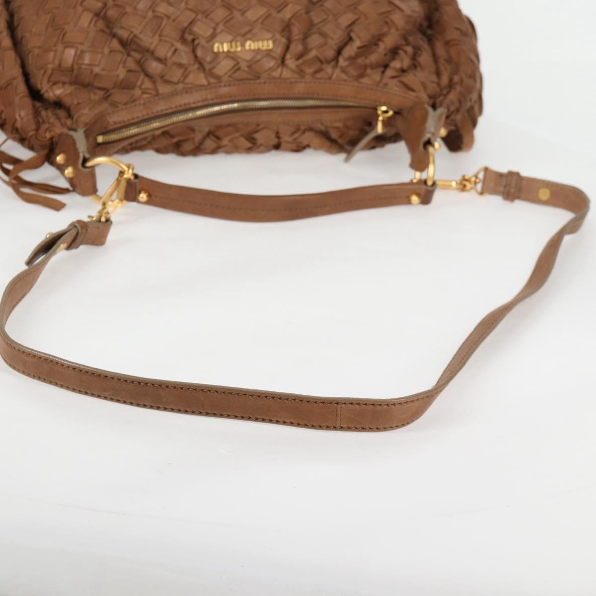 Miu Miu Woven, "BROWN,GOLD", Leather, handbag