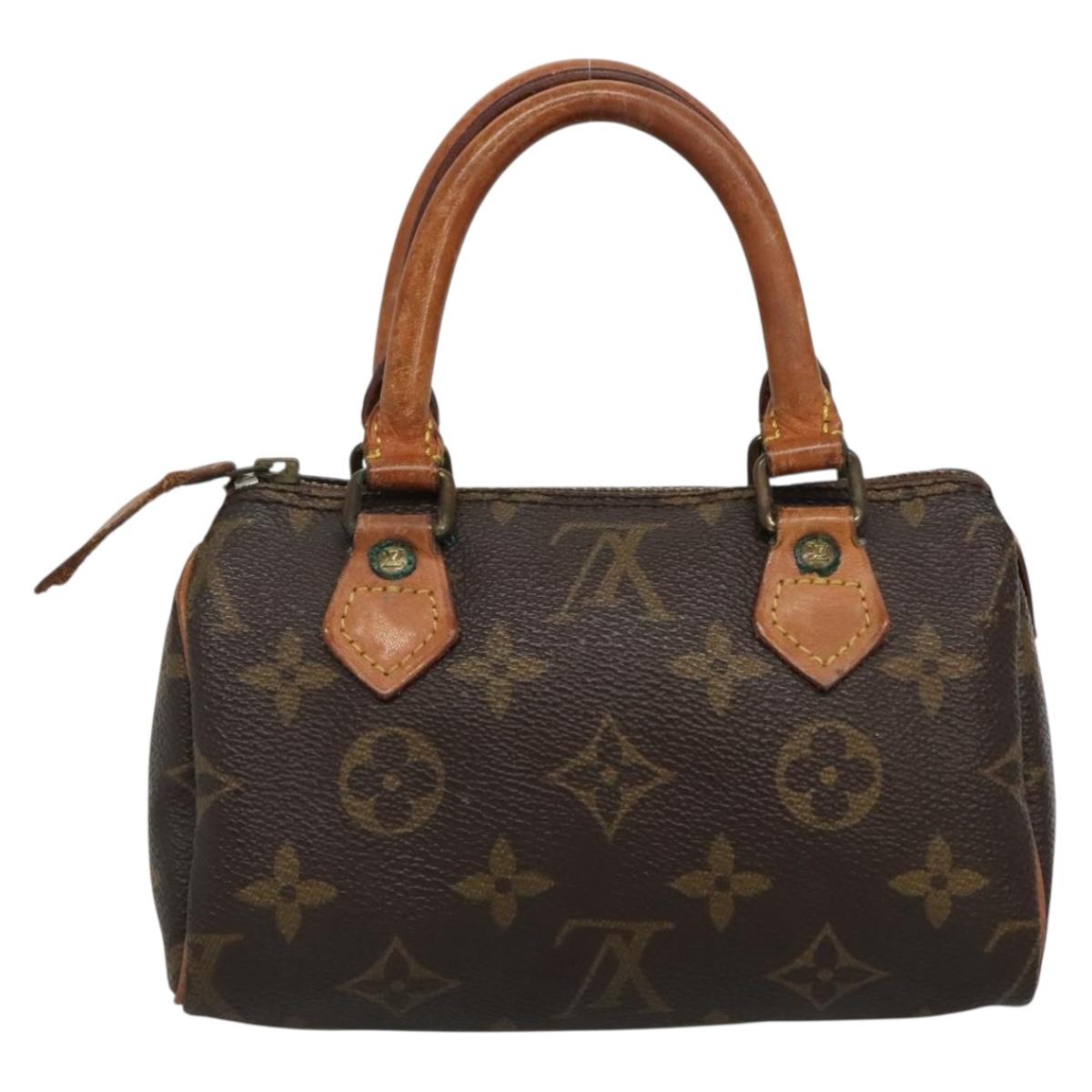 Louis Vuitton Nano Speedy, Brown, Canvas, handbag