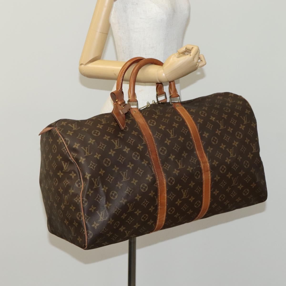 Louis Vuitton Keepall 55, Brown, Canvas, travel
