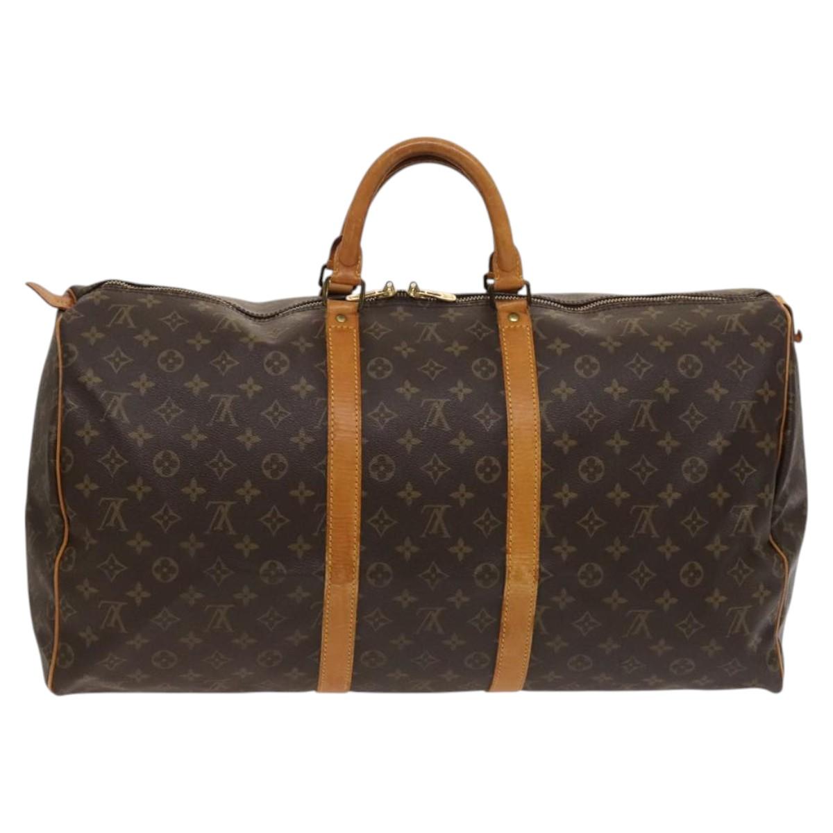 Louis Vuitton Keepall 55, Brown, Canvas, travel