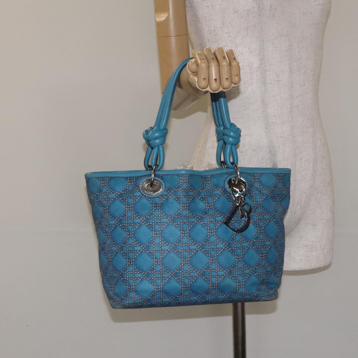 Dior Lady Dior, Blue, Canvas, handbag