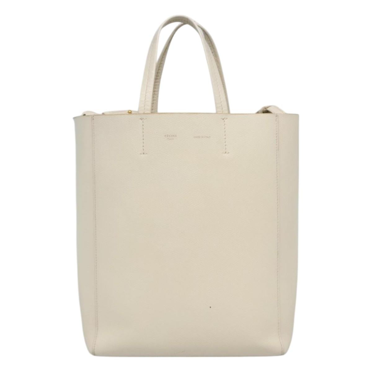 Céline Cabas Vertical, Beige, Leather, shoulder