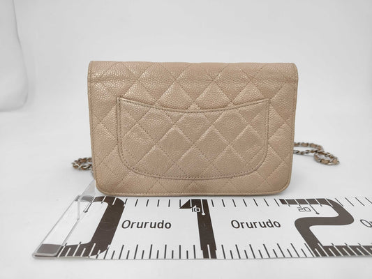Chanel Wallet on Chain Quilted Iridescent Caviar, Gold, Leather, Wallet