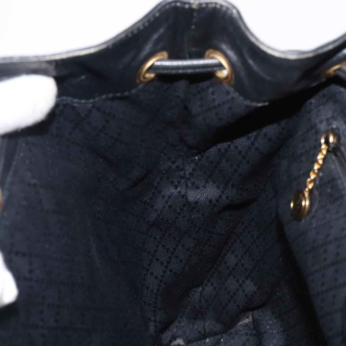Gucci Vintage Bamboo Leather, Black, Leather, Backpack