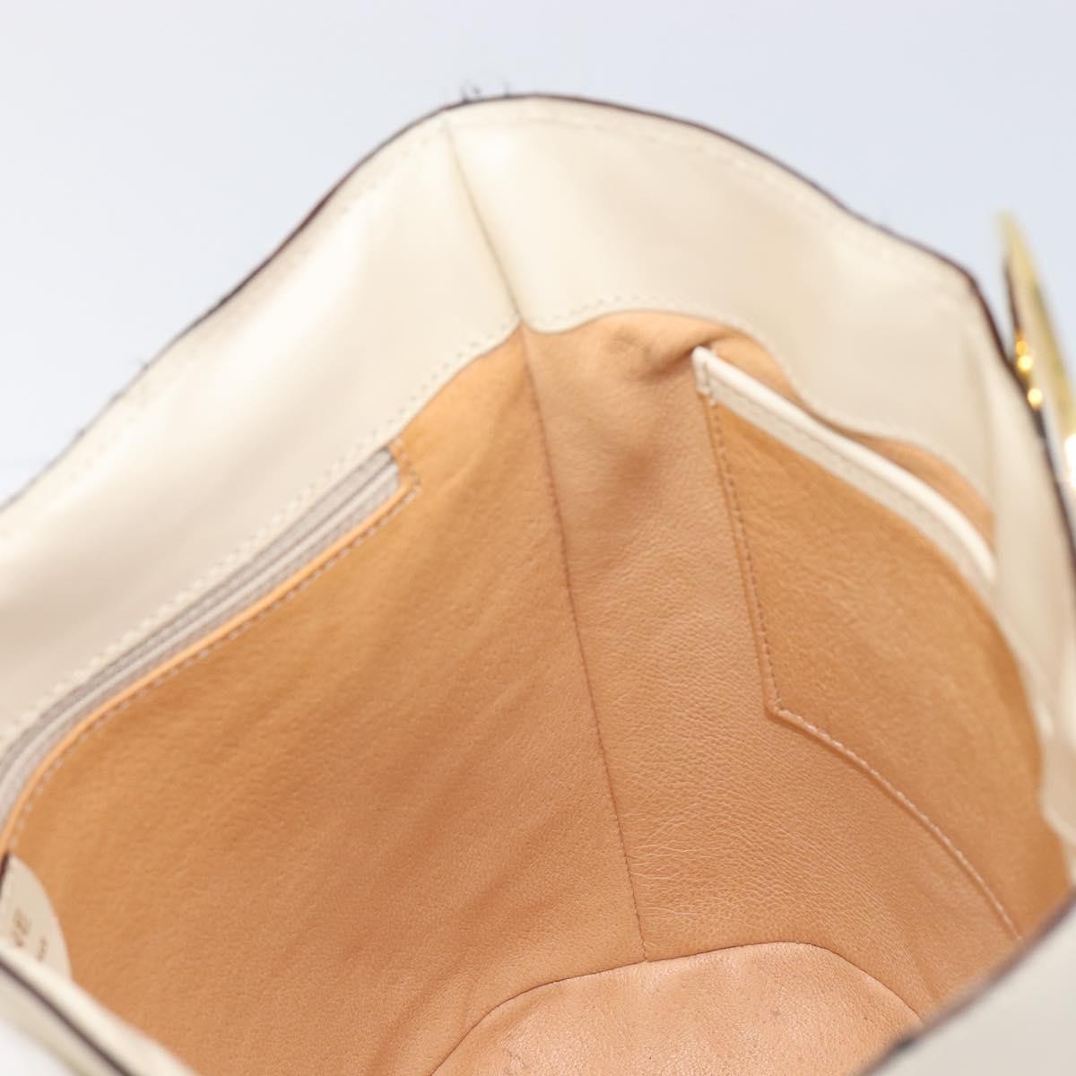 Celine Vintage Circle Logo Leather, White, Leather, Crossbody Bag