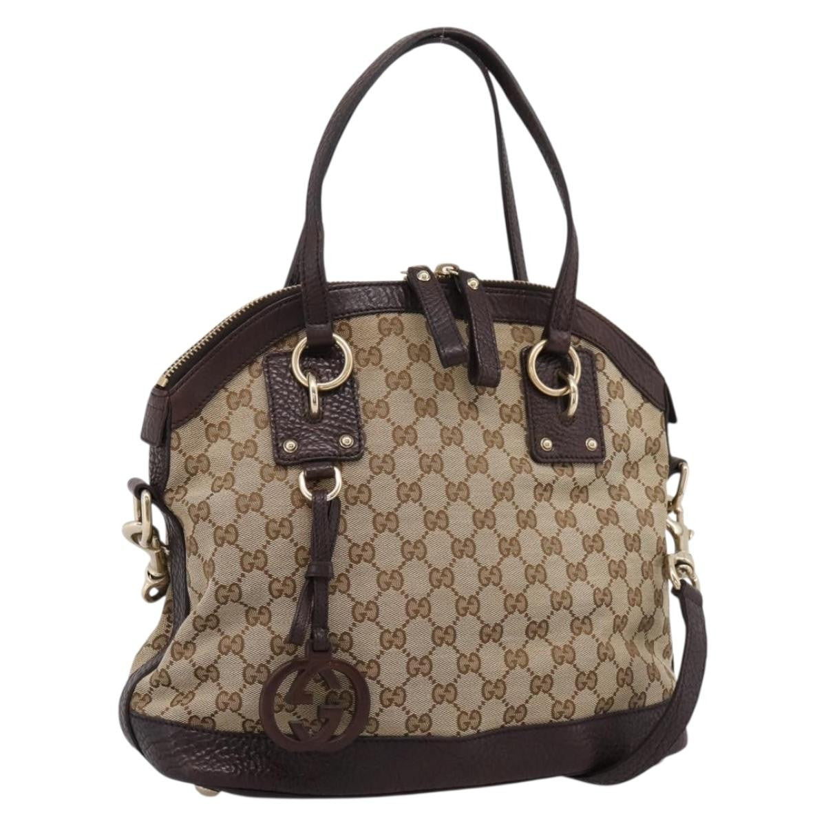 Gucci Britt Convertible Dome Satchel GG Canvas, Beige, Canvas, Handbag