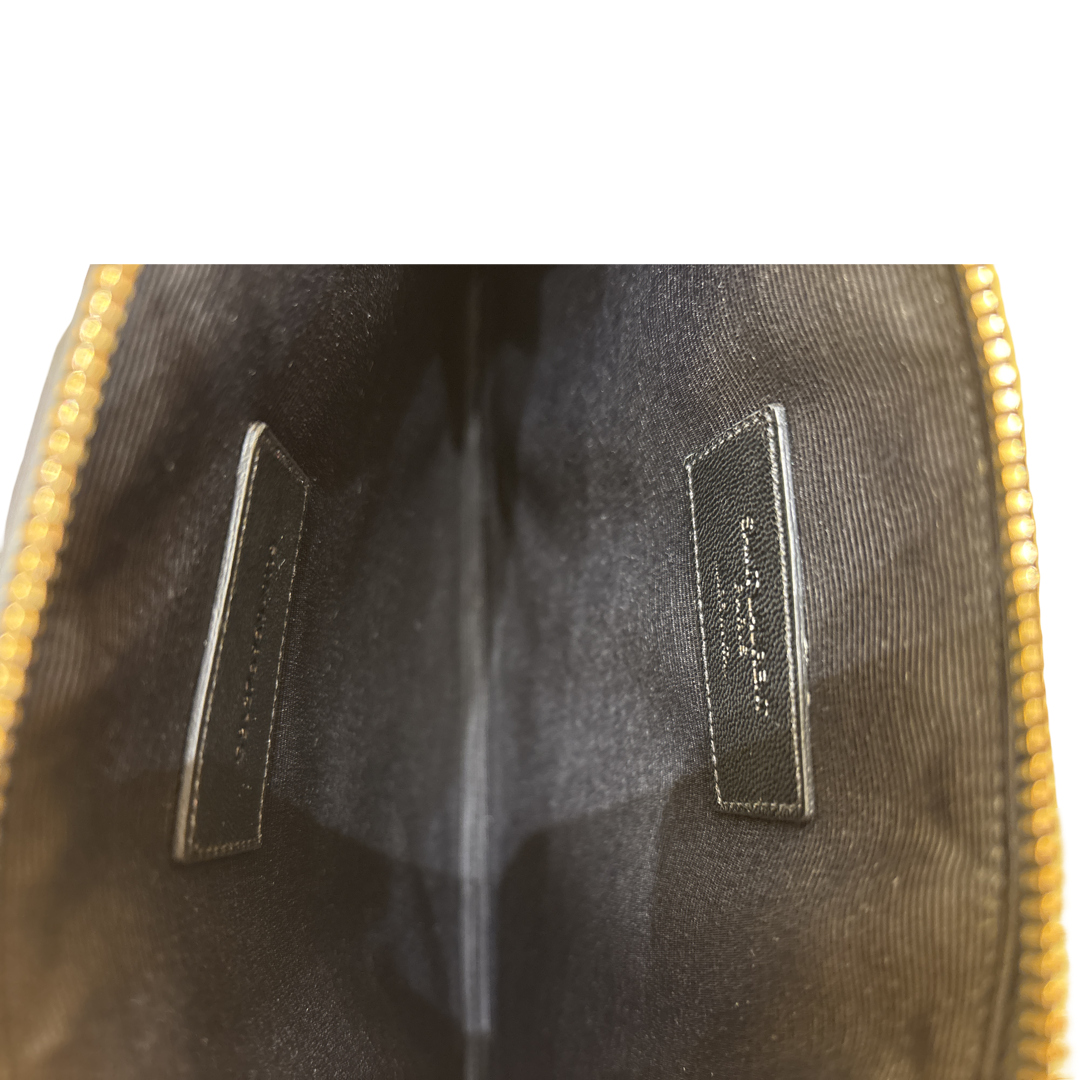 Saint Laurent Zip Pouch Leather, Black, Leather, Wallet
