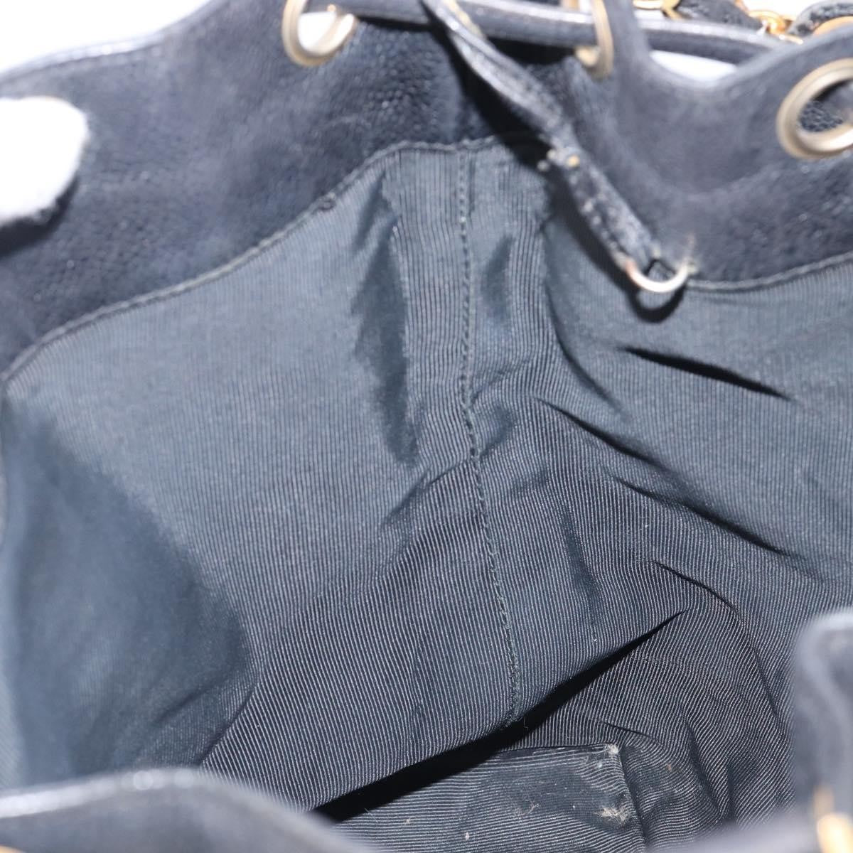Chanel Vintage CC Drawstring Bucket Caviar, Black, Leather, Handbag