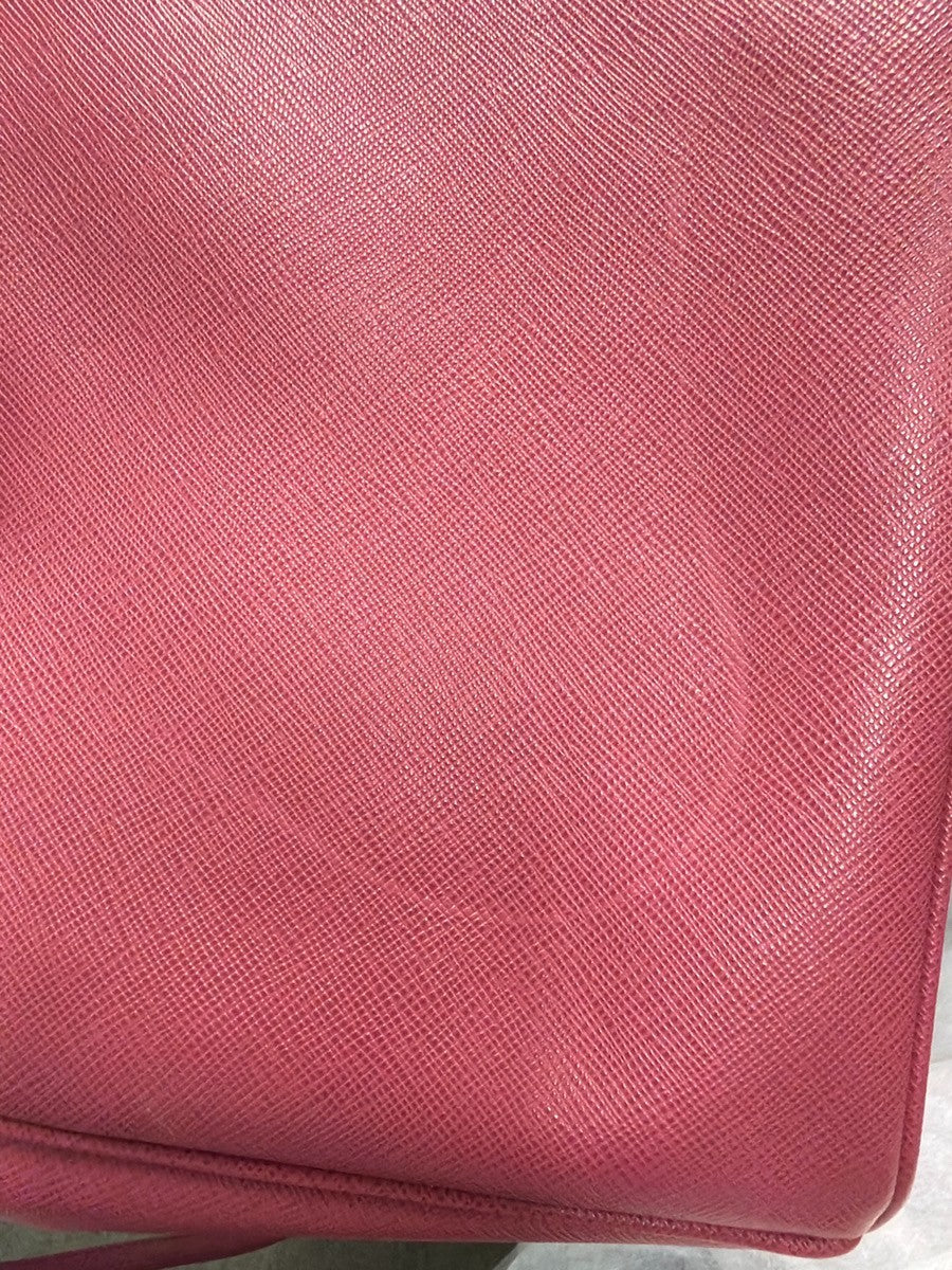 Prada Double Zip Lux Convertible Saffiano Leather, Pink, Leather, Tote Bag